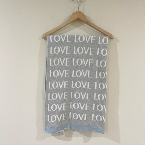 Elegant Baby Gray and White LOVE Blanket Cotton - Picture 1 of 8